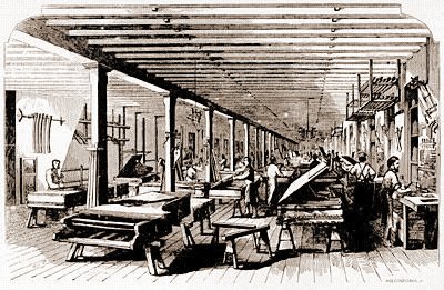 steinway factory woodcut